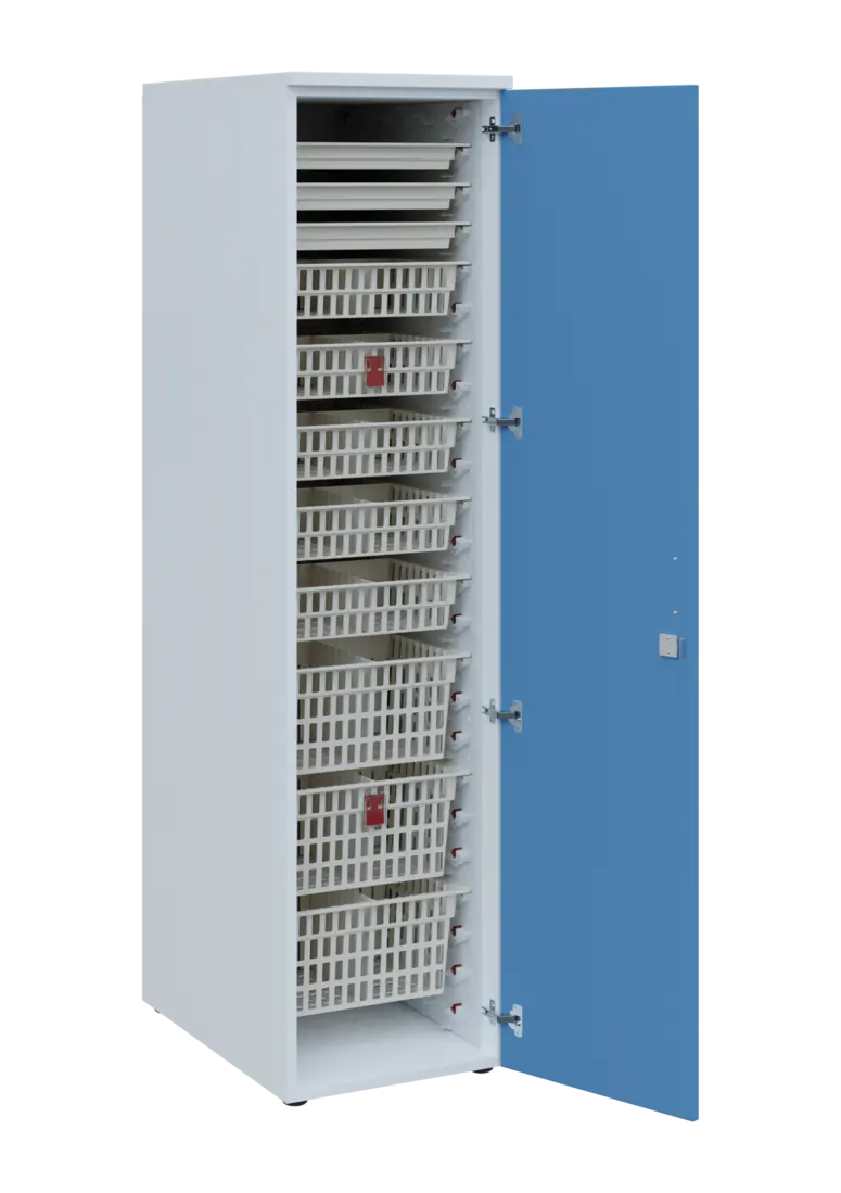 EUROMEDICA D - 46 ABS skříň léková boxová, 1-dveřová, pravá, 1950x460x735, korpus bílý, dvířka paste